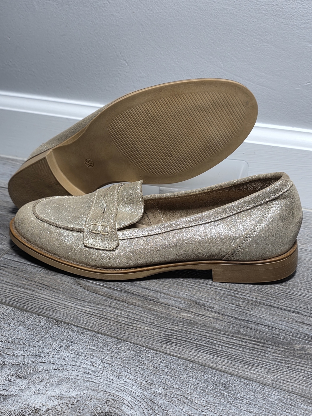 Gabriella Women's Metallic Made in Italy Leather Penny Loafers Sz 8.5 *READ